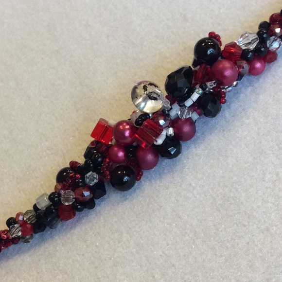 FINAL SALE PRICE CL Designs Embellished Necklace in Red, Blk & Wht - Picture 2 of 5